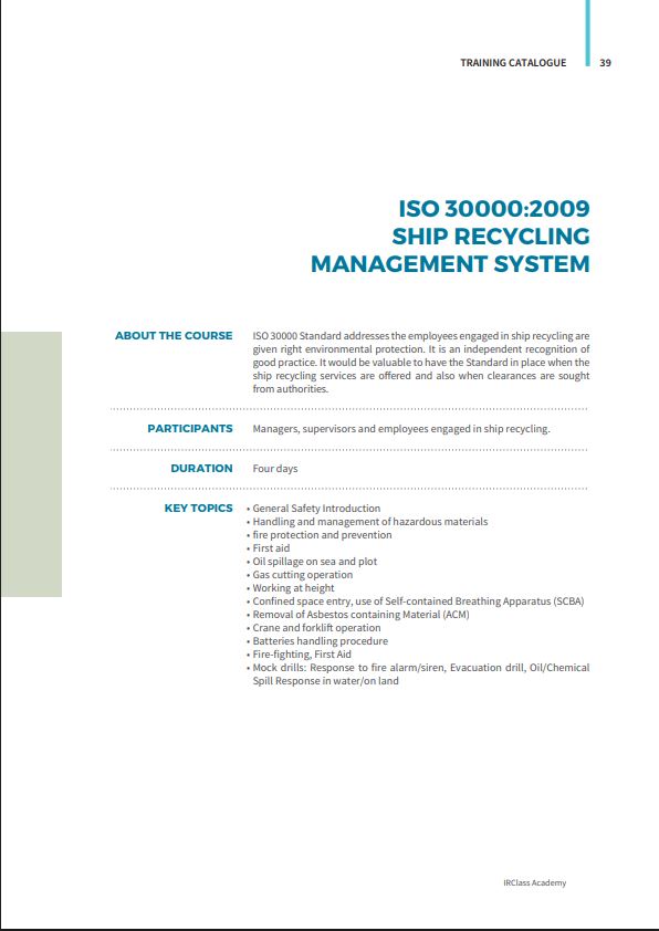 ISO 30000 Ship Recycling Management Systems