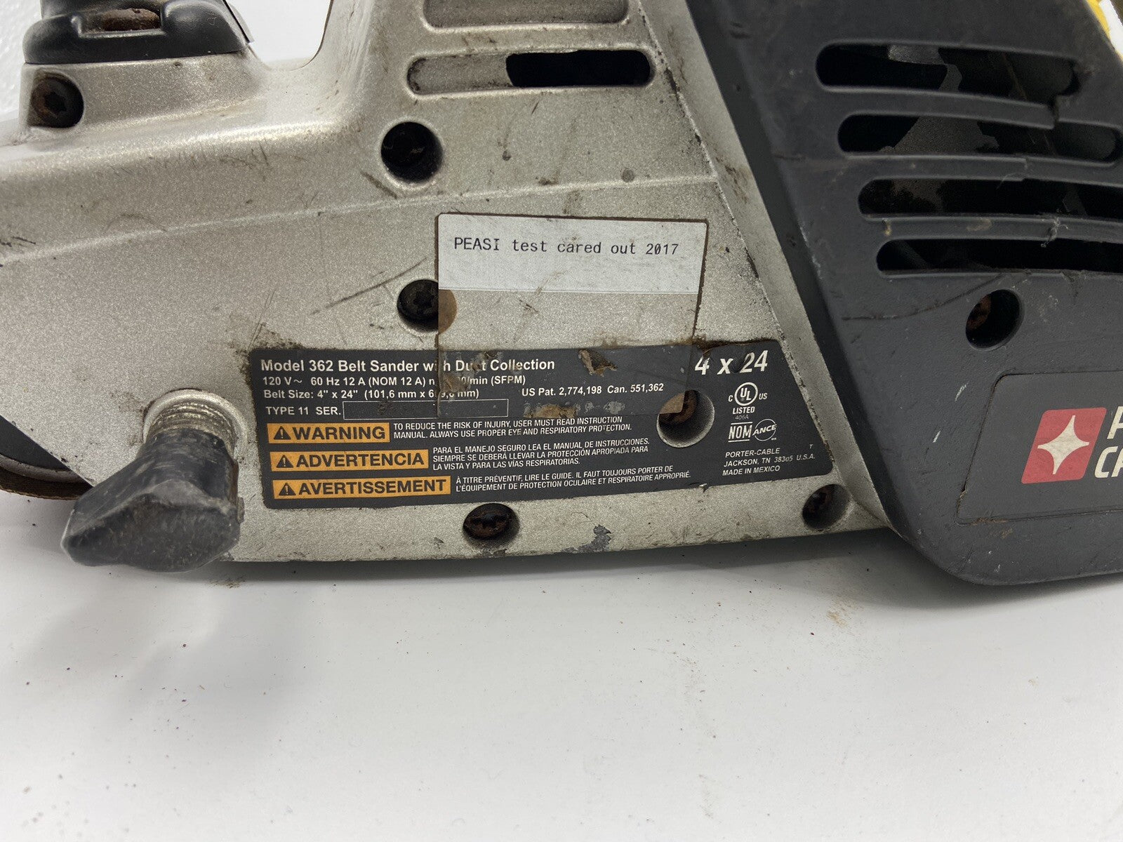 Porter Cable Model 362V Variable Speed Belt Sander with Dust Collection