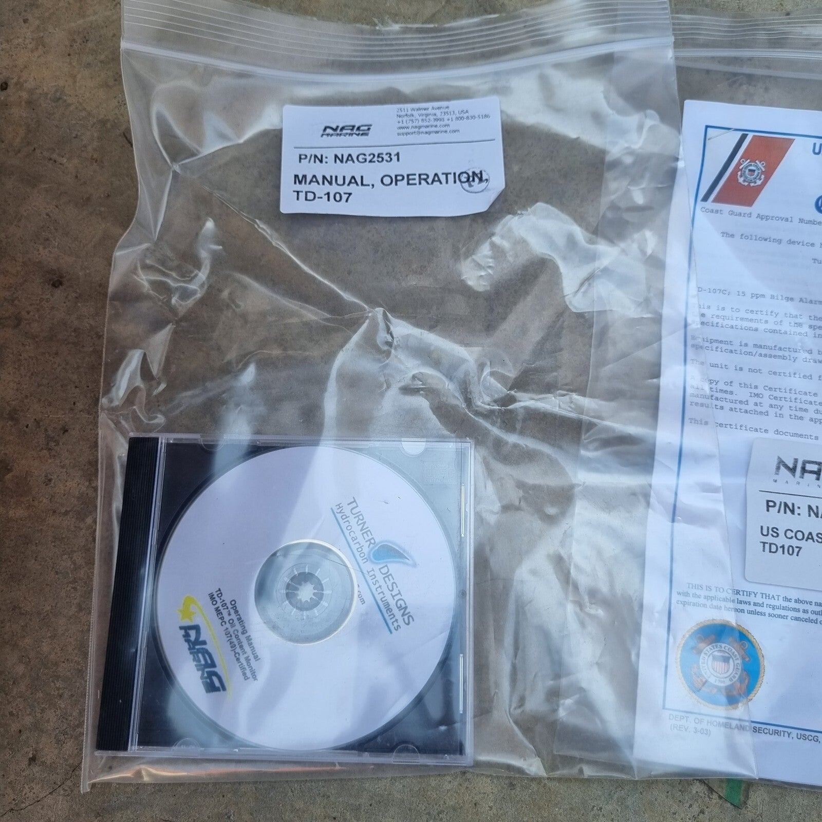 NAG MARINE TD-107C 15PPM OIL CONTENT MONITOR W/SHOWN ACCESORIES AND NO CHEMICALS