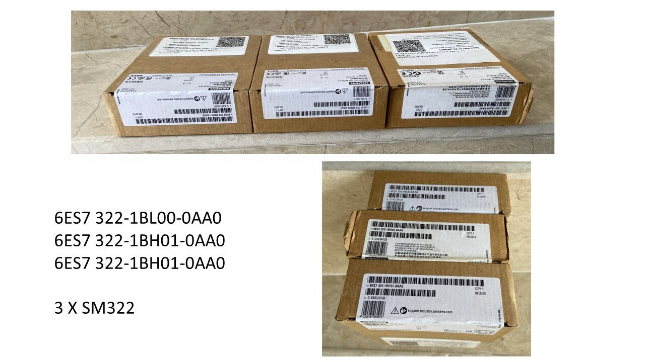 SIEMENS SEALED 2x 6ES7 322-1BH01-0AA0 1x 6ES7 322-1BL00-0AA0 Modules