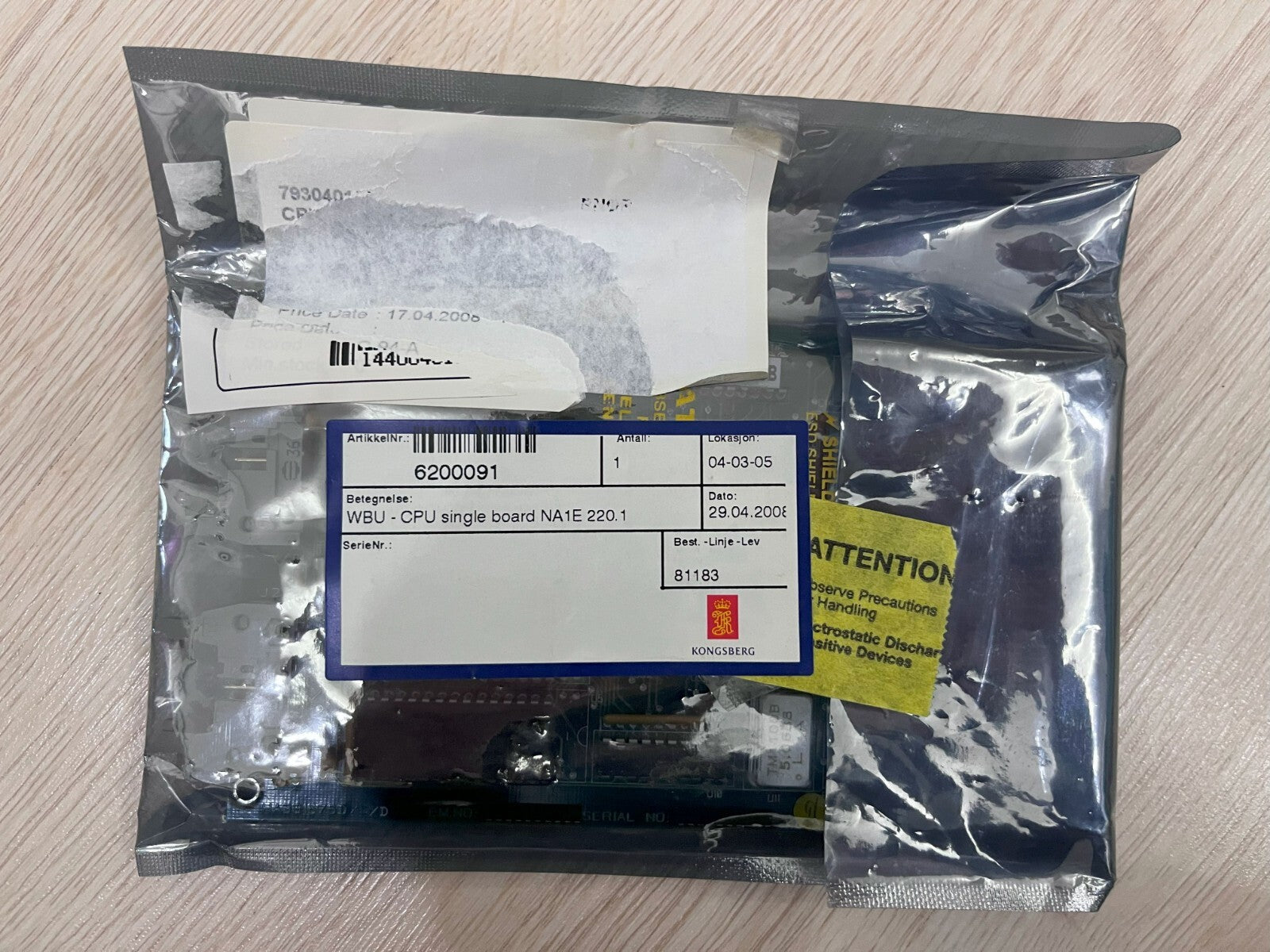 KONGSBERG 6200091 NORCONTROL NA1E 220.1 (NA-1EE220) WBU - CPU single board